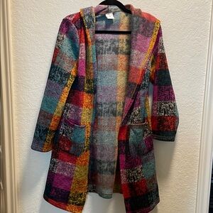 Colorful Plaid Hooded Women's Sweater